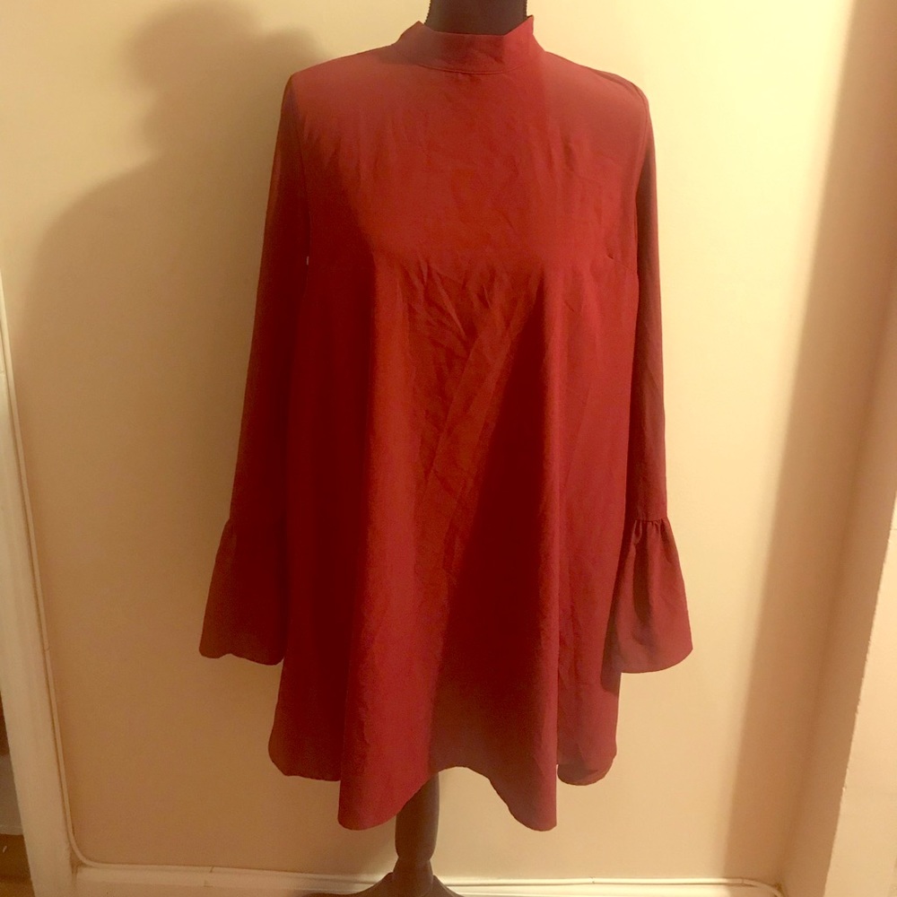 Loveriche burgundy babydoll dress